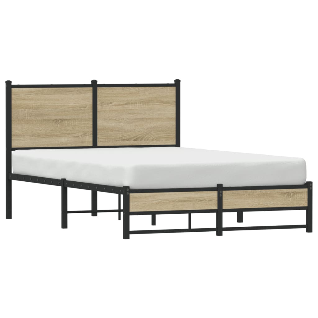 Cadre de lit en métal sans matelas chêne sonoma 120x190 cm