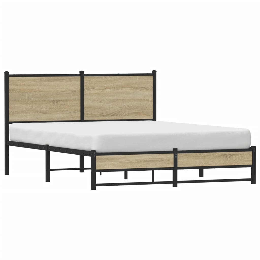 Cadre de lit en métal sans matelas chêne sonoma 137x190 cm