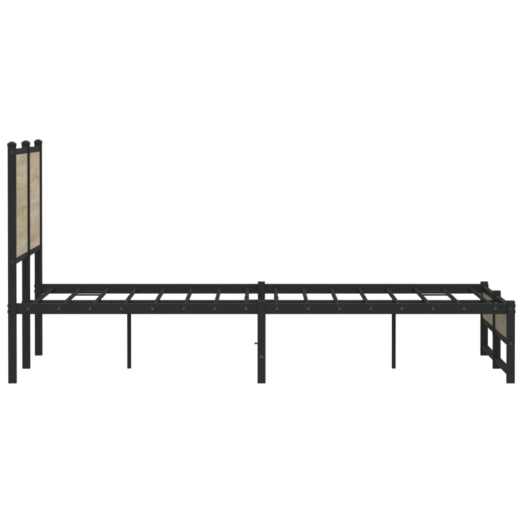 Cadre de lit en métal sans matelas chêne sonoma 137x190 cm