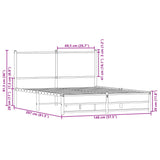 Metallbettgestell ohne Matratze Sonoma-Eiche 140x200 cm