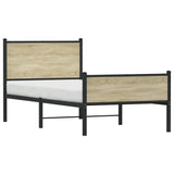 Cadre de lit en métal sans matelas chêne sonoma 75x190 cm