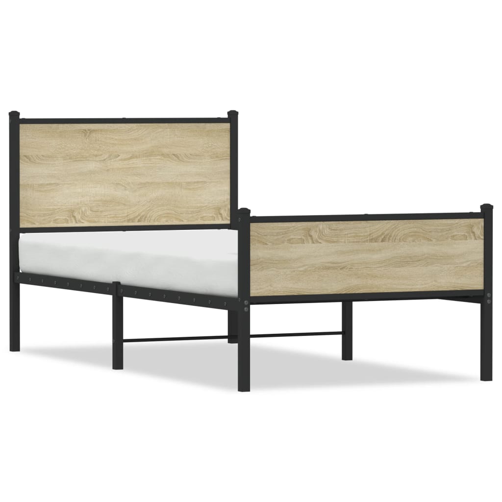 Cadre de lit en métal sans matelas chêne sonoma 80x200 cm