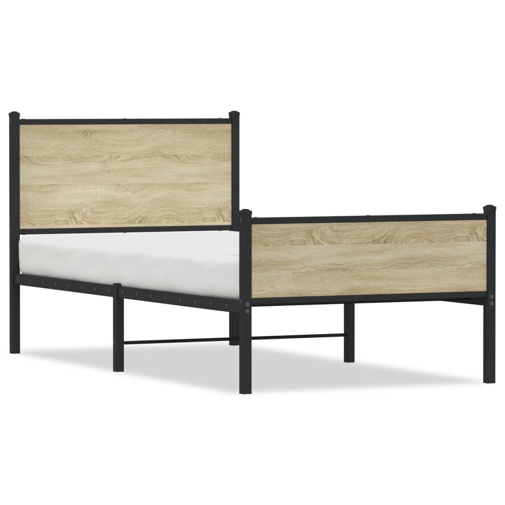 Cadre de lit en métal sans matelas chêne sonoma 90x200 cm