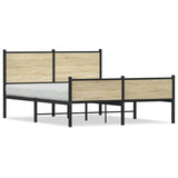 Cadre de lit en métal sans matelas chêne sonoma 140x190 cm