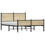 Cadre de lit en métal sans matelas chêne sonoma 140x190 cm