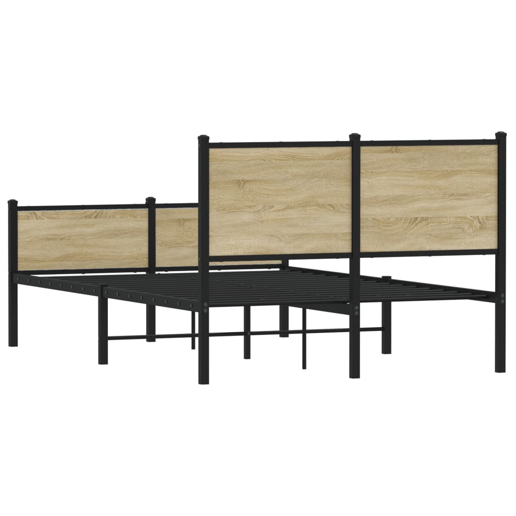 Cadre de lit en métal sans matelas chêne sonoma 140x190 cm