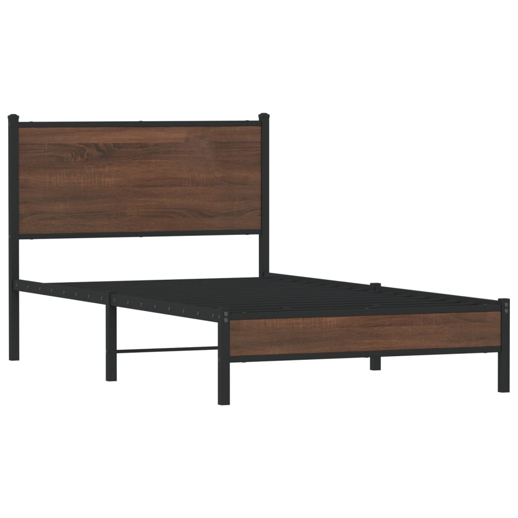 Cadre de lit en métal sans matelas chêne marron 100x190 cm