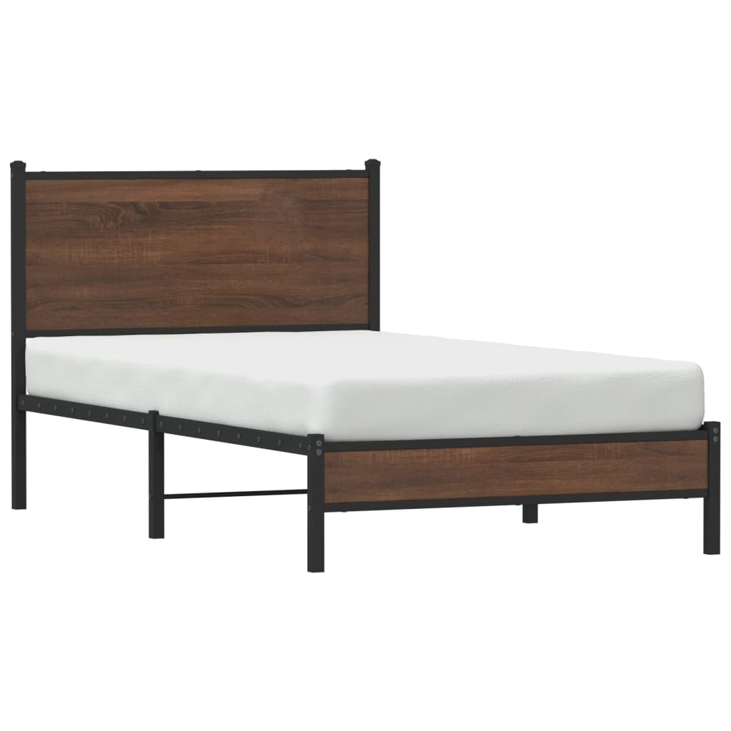 Cadre de lit en métal sans matelas chêne marron 100x190 cm