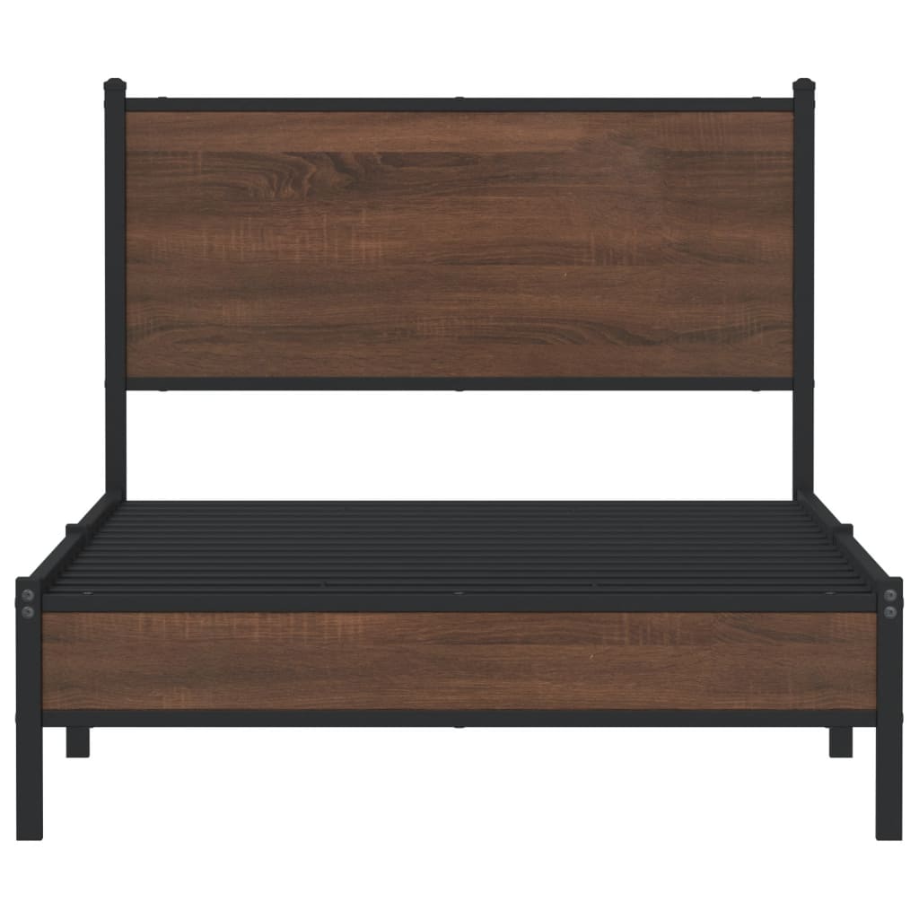 Cadre de lit en métal sans matelas chêne marron 100x190 cm