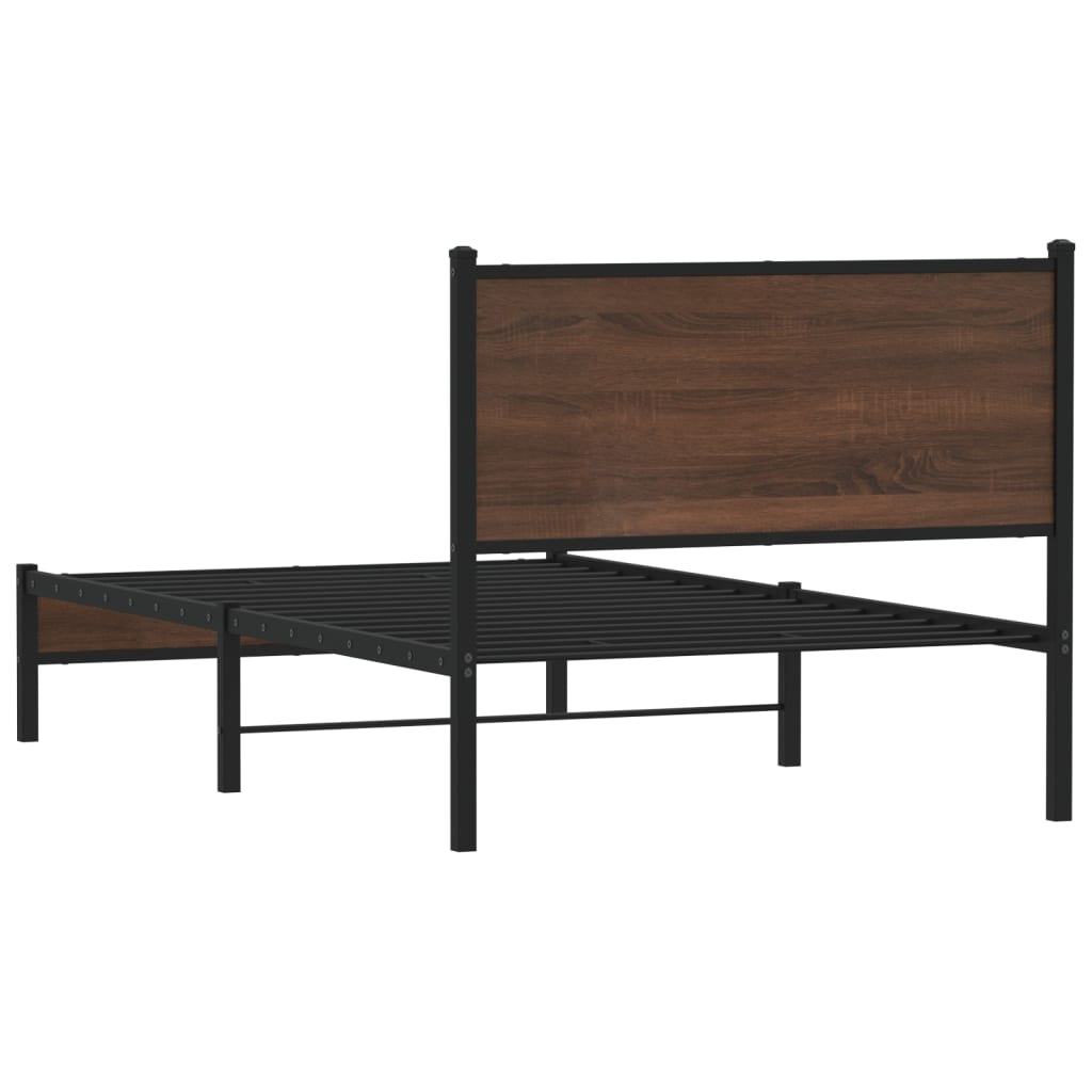 Cadre de lit en métal sans matelas chêne marron 100x200 cm