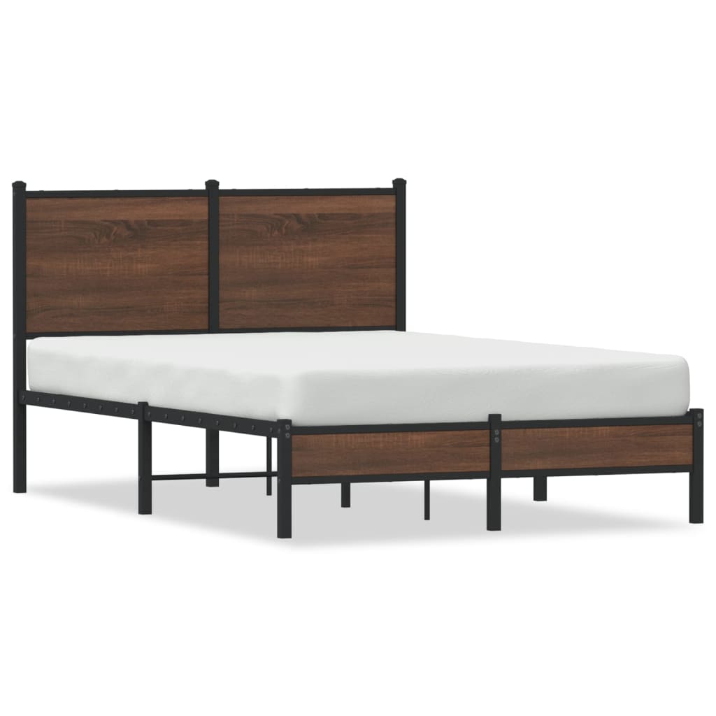 Cadre de lit en métal sans matelas chêne marron 120x190 cm