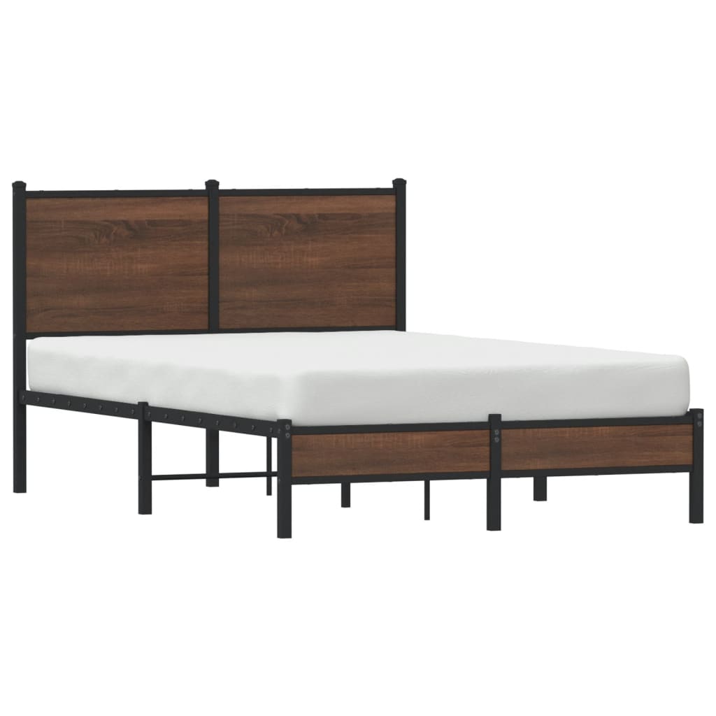 Cadre de lit en métal sans matelas chêne marron 120x190 cm