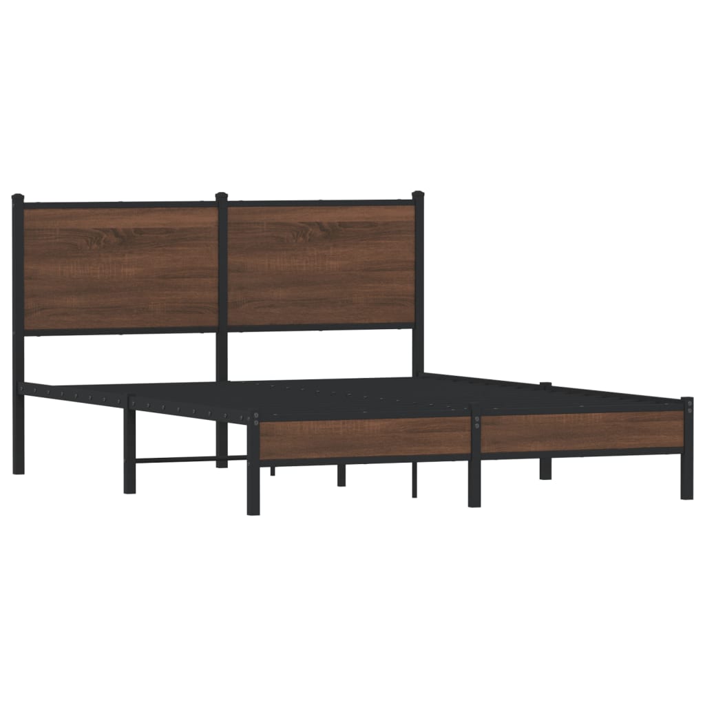 Cadre de lit en métal sans matelas chêne marron 137x190 cm