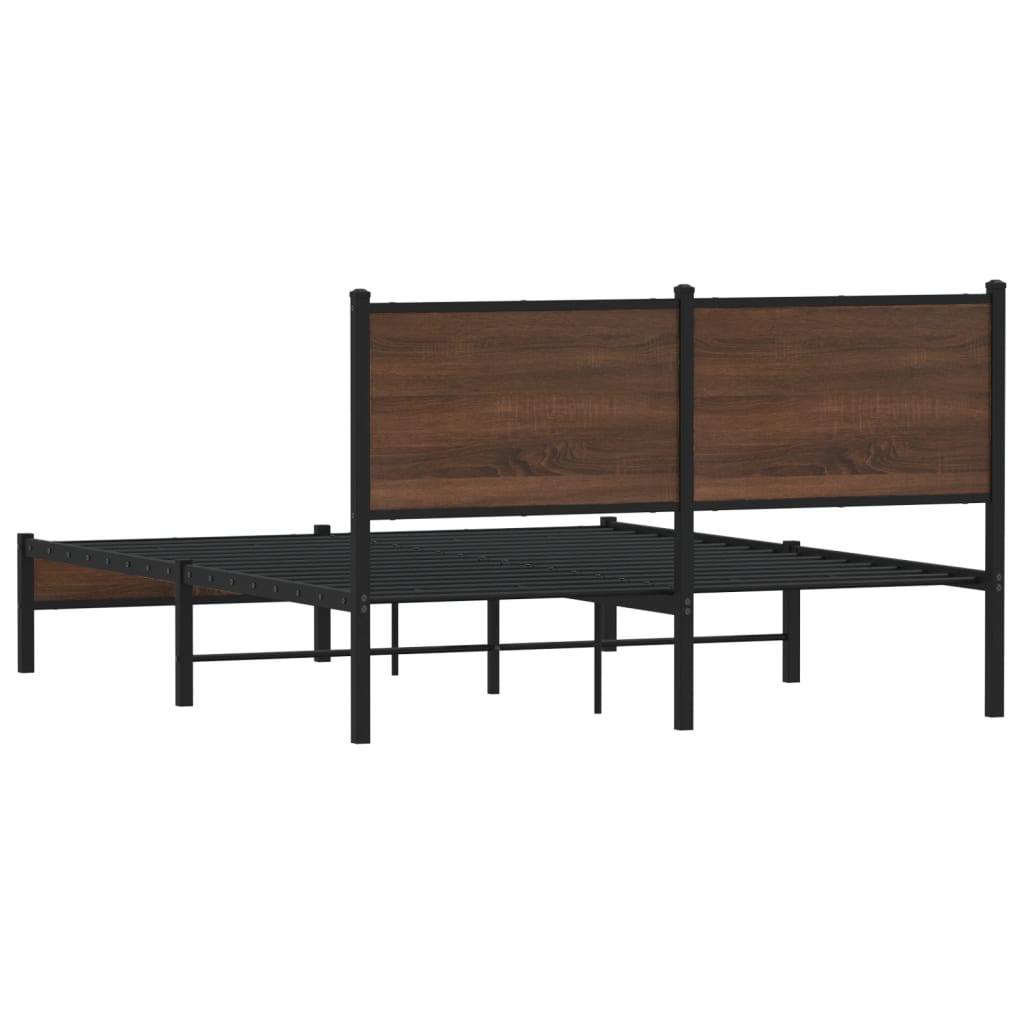 Cadre de lit en métal sans matelas chêne marron 137x190 cm