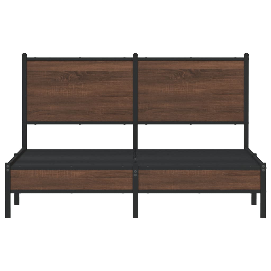 Cadre de lit en métal sans matelas chêne marron 140x190 cm