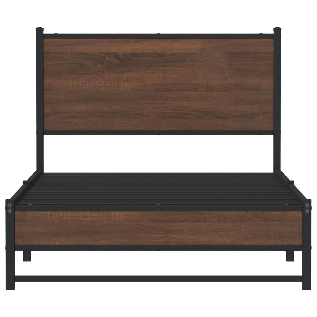 Cadre de lit en métal sans matelas chêne marron 100x190 cm