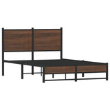 Cadre de lit en métal sans matelas chêne marron 120x190 cm