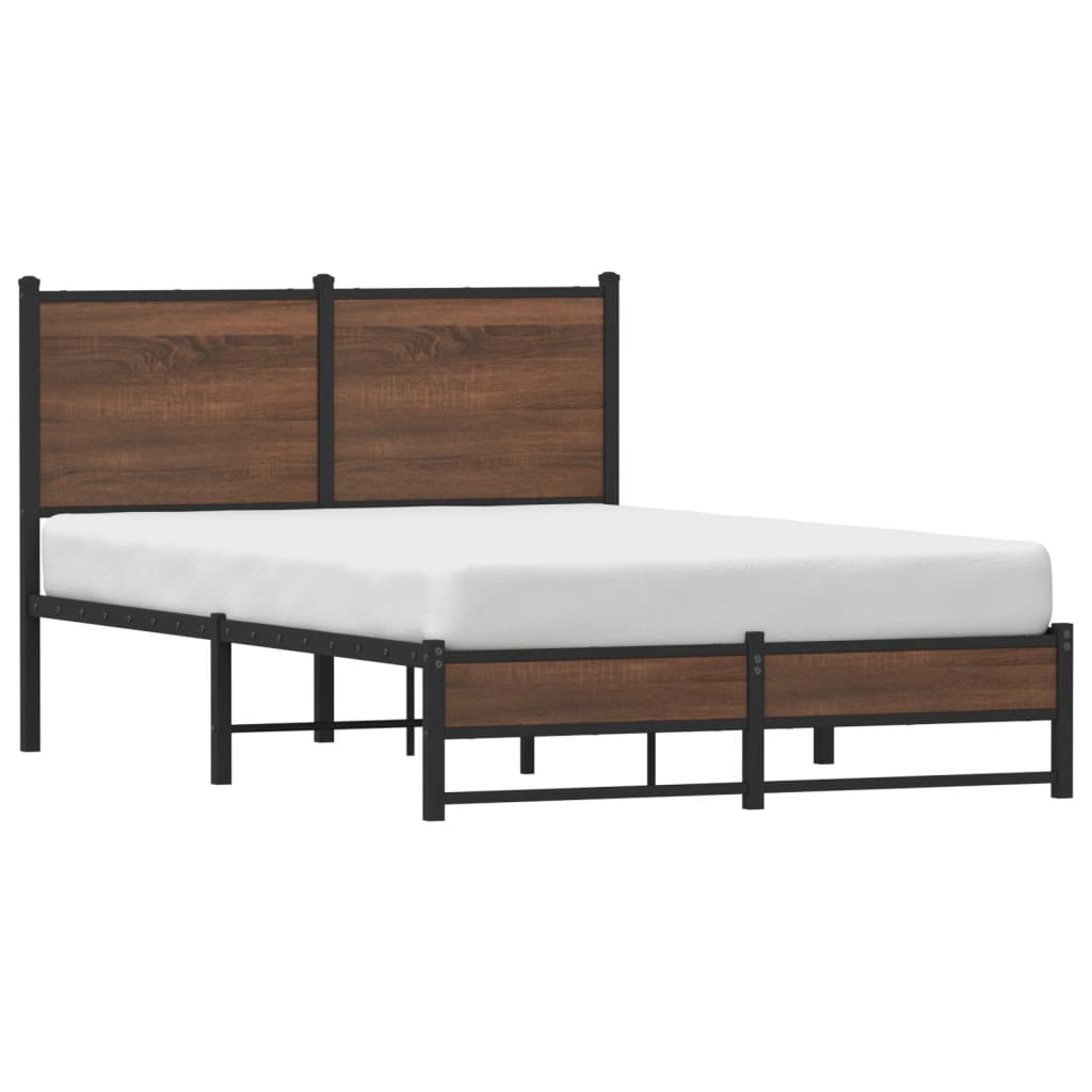 Cadre de lit en métal sans matelas chêne marron 120x190 cm