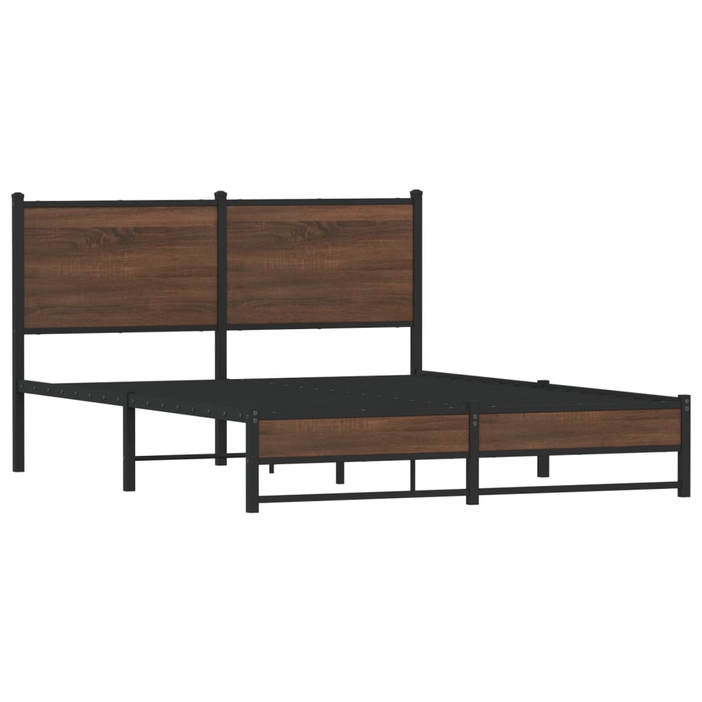 Cadre de lit en métal sans matelas chêne marron 137x190 cm