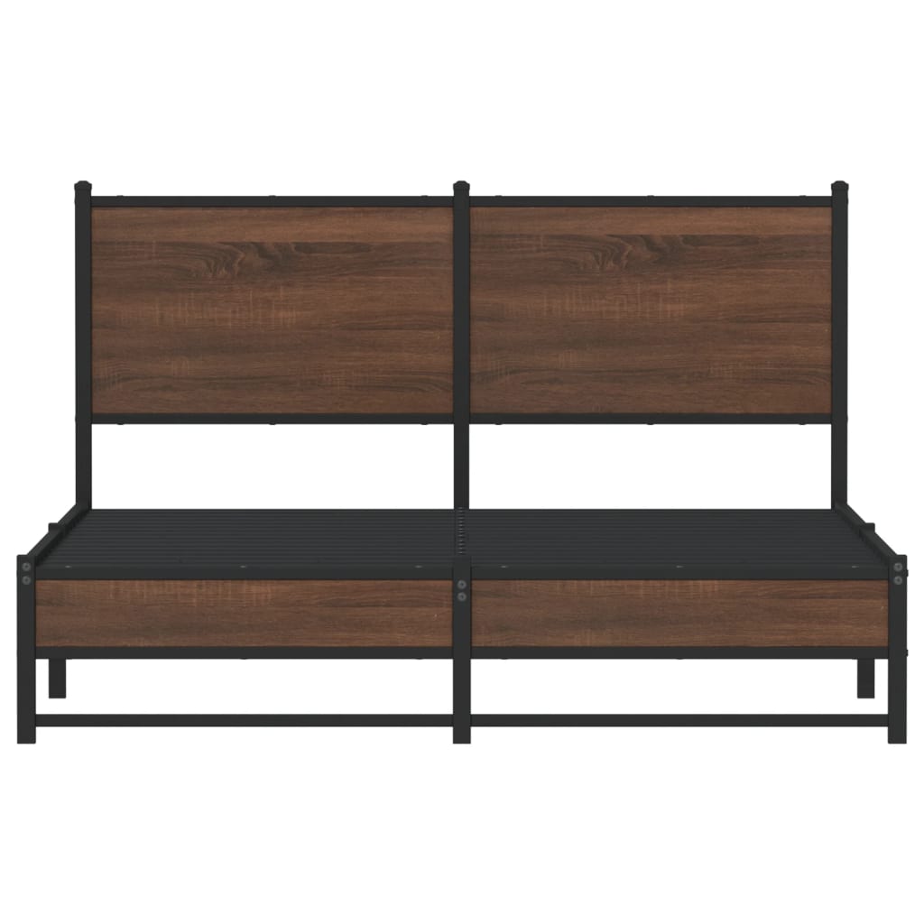 Cadre de lit en métal sans matelas chêne marron 140x190 cm