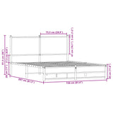 Metallbettgestell ohne Matratze, braune Eiche, 150 x 200 cm