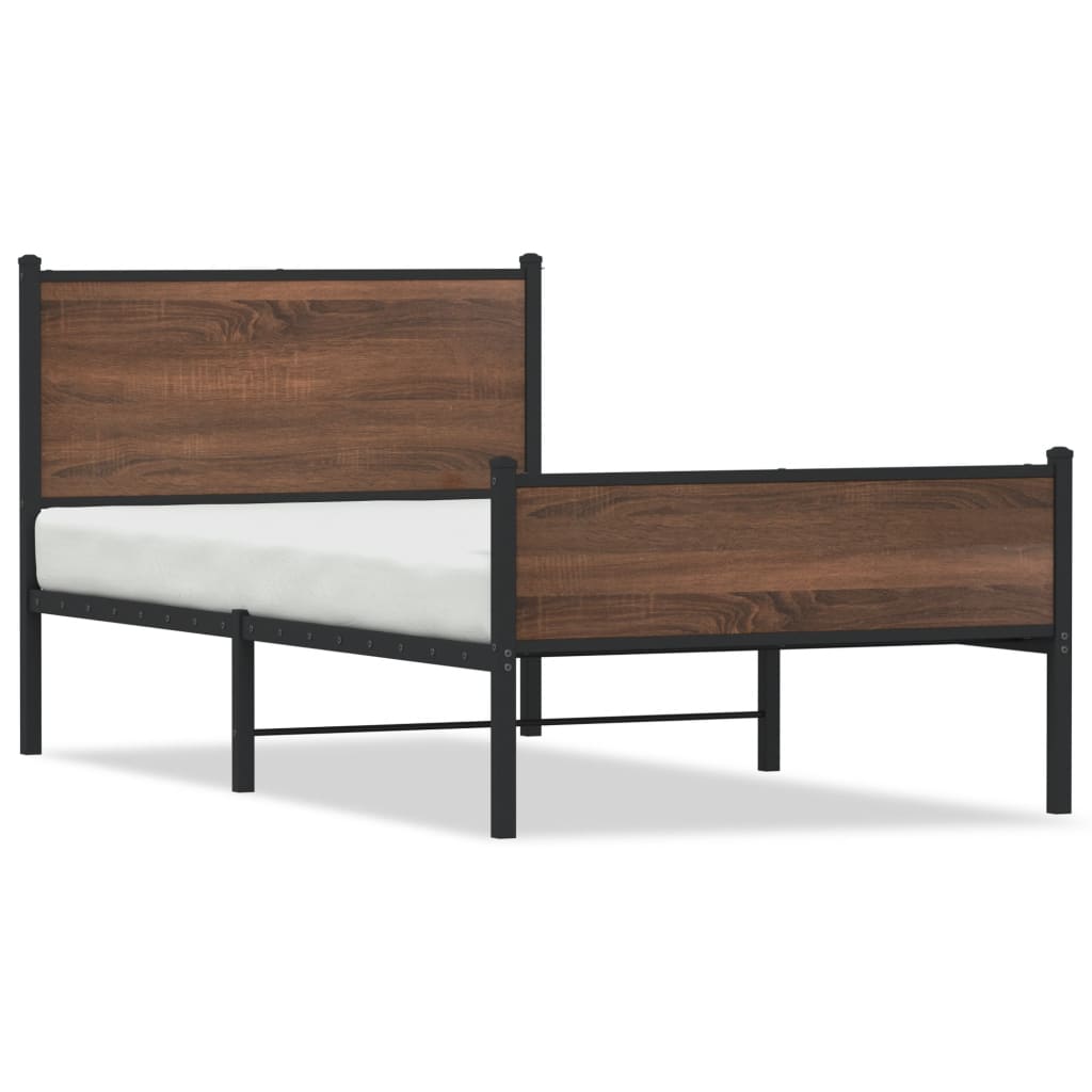 Cadre de lit en métal sans matelas chêne marron 100x190 cm