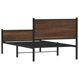 Cadre de lit en métal sans matelas chêne marron 100x190 cm