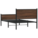 Cadre de lit en métal sans matelas chêne marron 107x203 cm