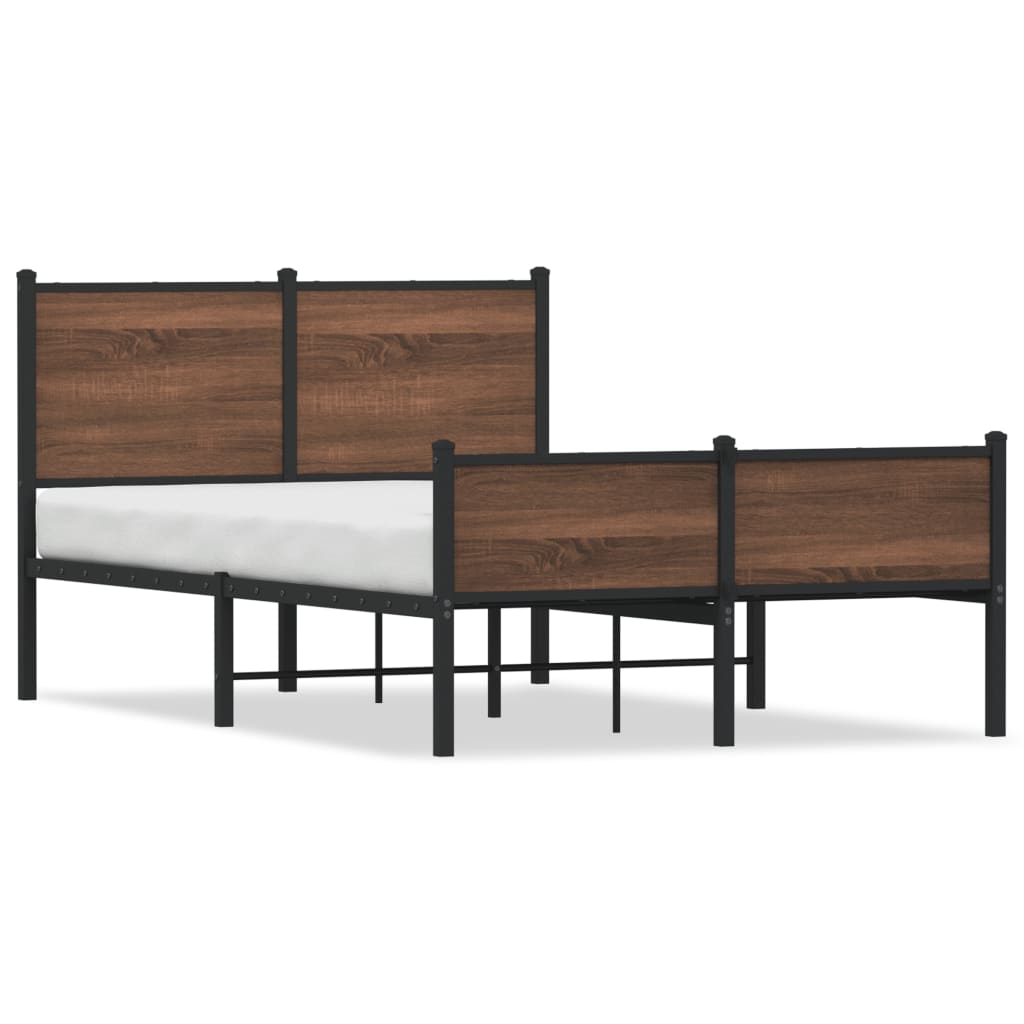 Cadre de lit en métal sans matelas chêne marron 120x190 cm