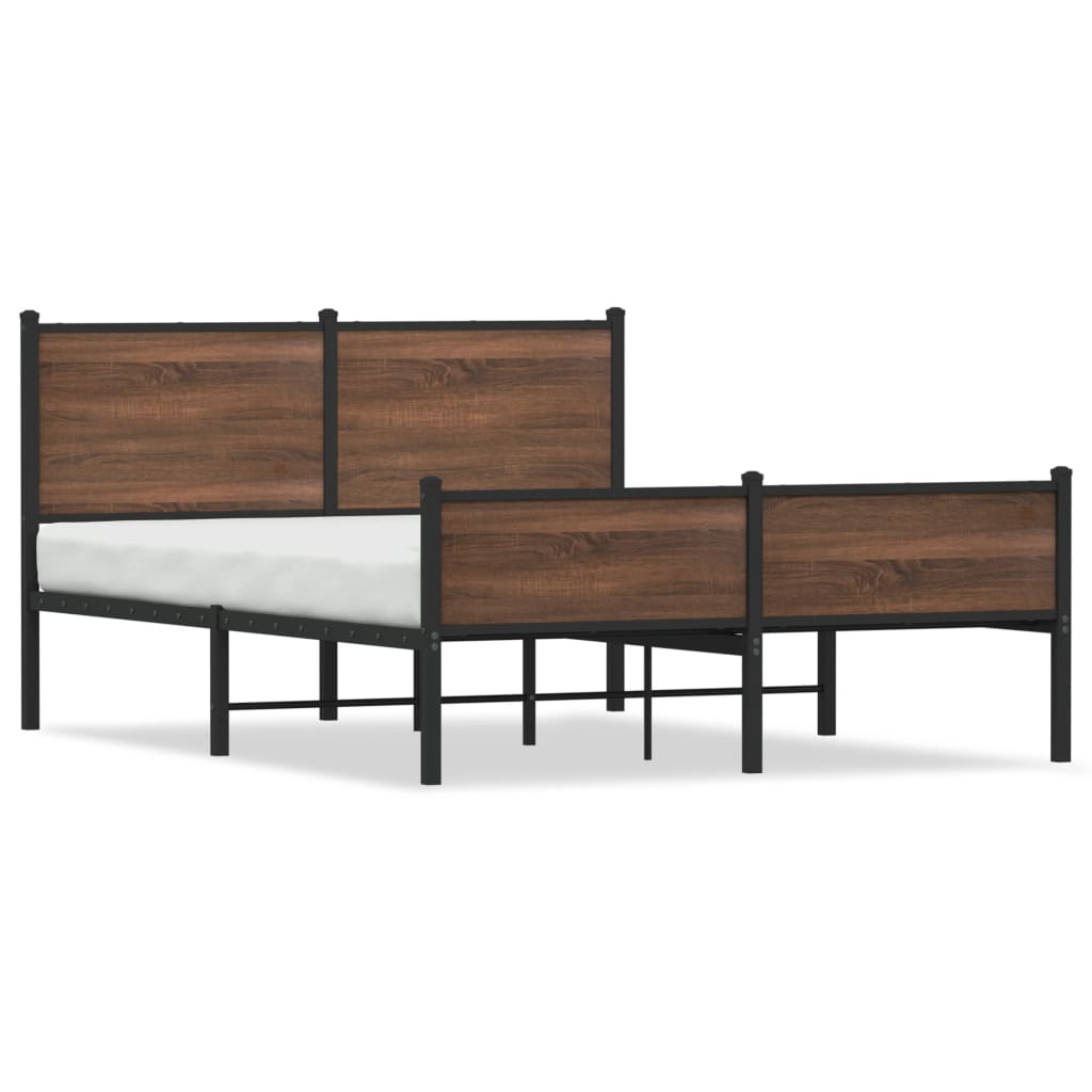 Cadre de lit en métal sans matelas chêne marron 137x190 cm