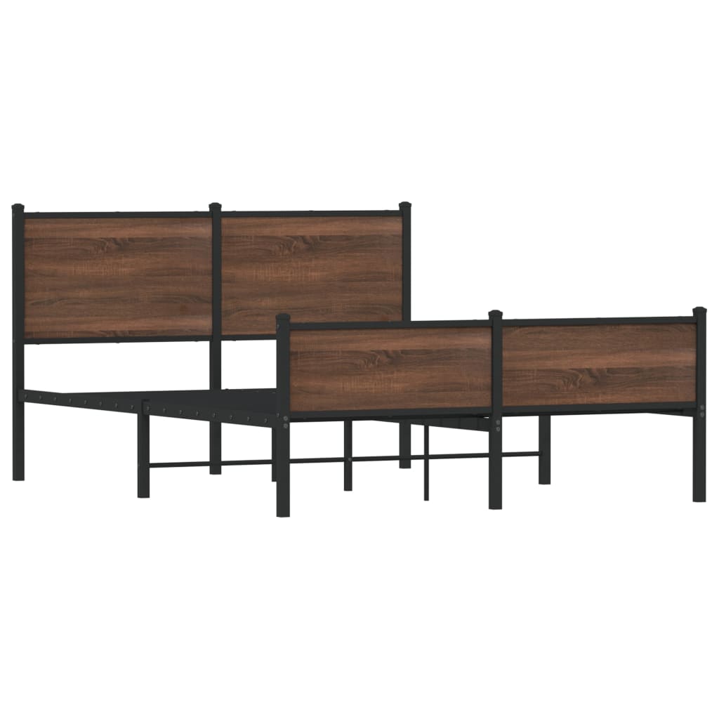 Cadre de lit en métal sans matelas chêne marron 137x190 cm