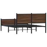 Cadre de lit en métal sans matelas chêne marron 137x190 cm