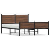 Metal bed frame without mattress brown oak 140x190 cm