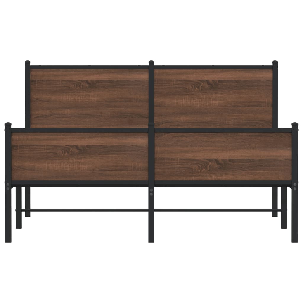 Cadre de lit en métal sans matelas chêne marron 140x190 cm