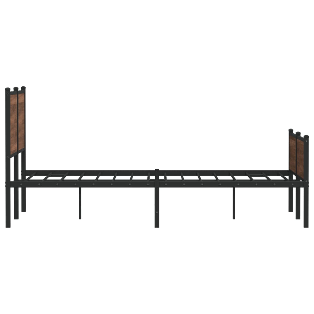 Metal bed frame without mattress brown oak 140x190 cm