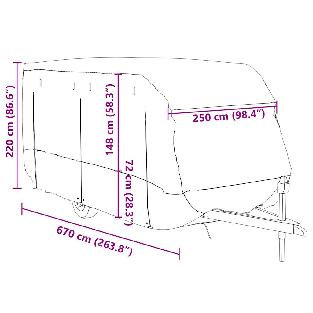 Housse de caravane gris 670x250x220 cm tissu non tissé