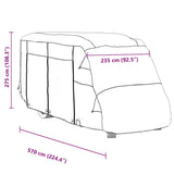 Grey camper cover 570x235x275 cm non-woven fabric