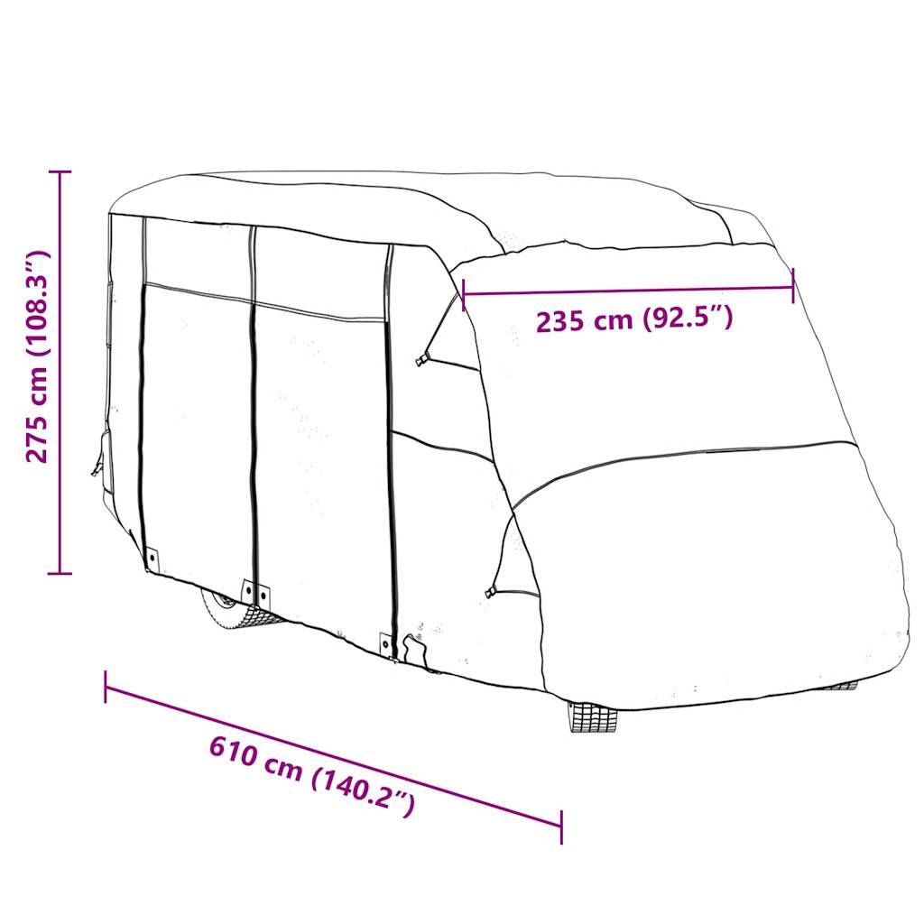 Graue Wohnmobilabdeckungen 610 x 235 x 275 cm aus Vliesstoff