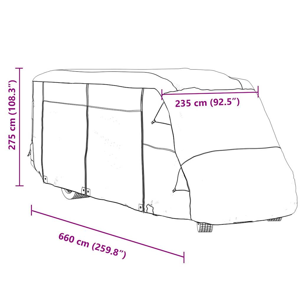 Housses de camping-car gris 660x235x275 cm tissu non tissé