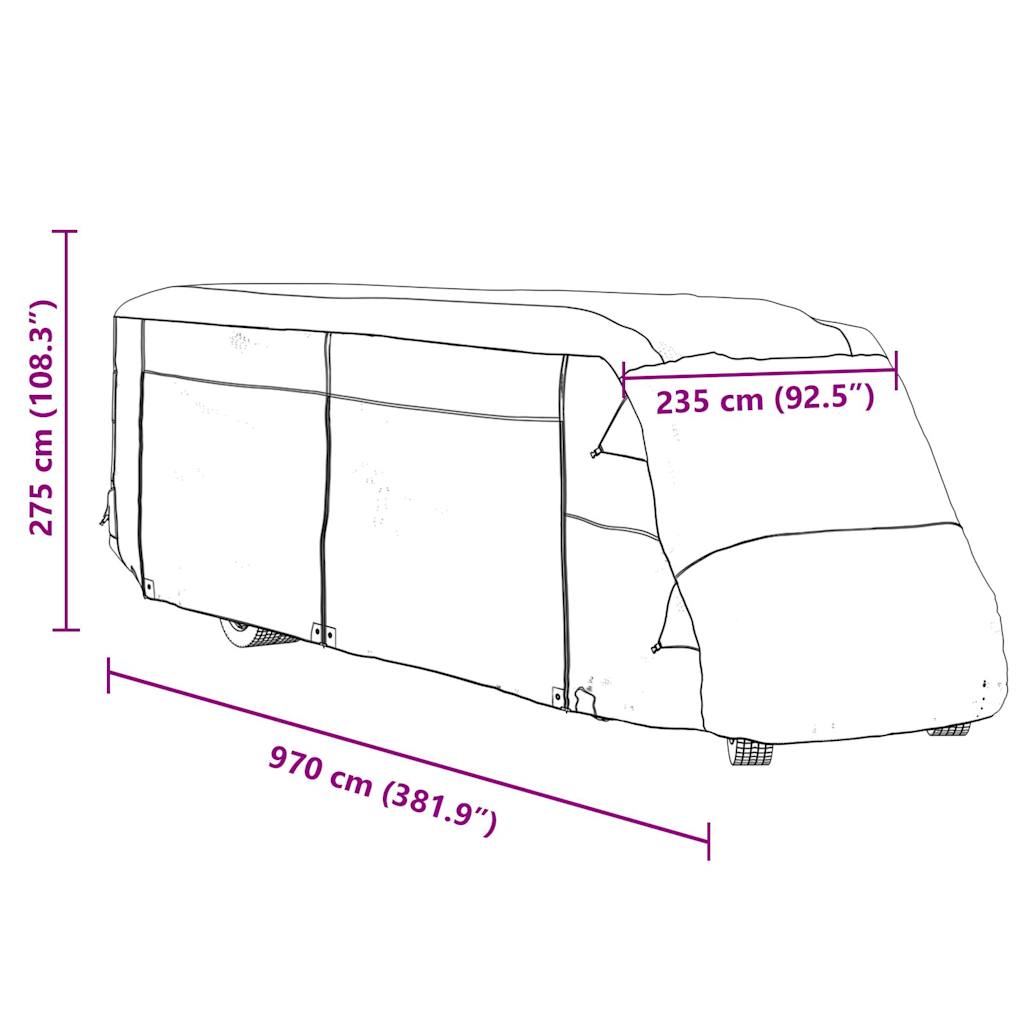 Grey camper cover 970x235x275 cm non-woven fabric