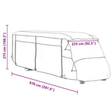 Grey camper cover 970x235x275 cm non-woven fabric