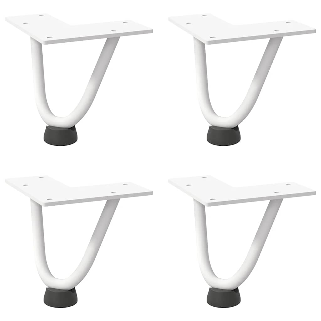 Pieds de table en forme d'épingle à cheveux 4 pcs blanc 10 cm