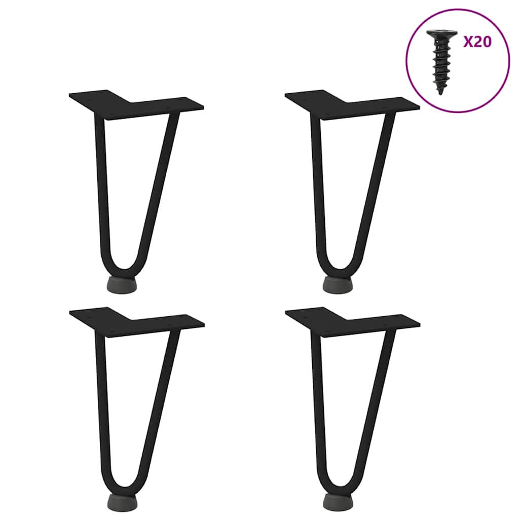 Hairpin Table Legs 4pcs Black 20cm