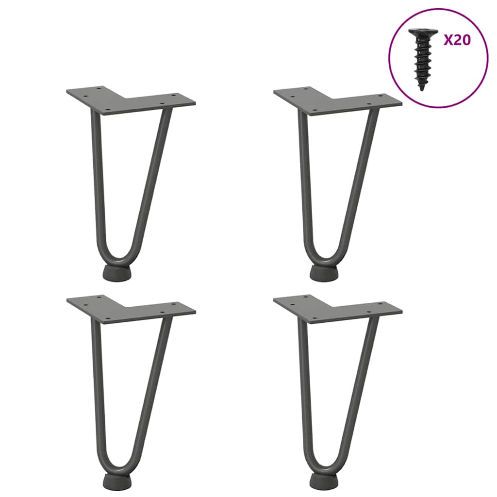 Pieds de table en forme d'épingle à cheveux 4 pcs anthracite