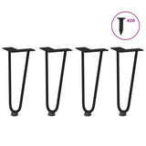 Pieds de table en forme d'épingle à cheveux 4 pcs noir 30 cm