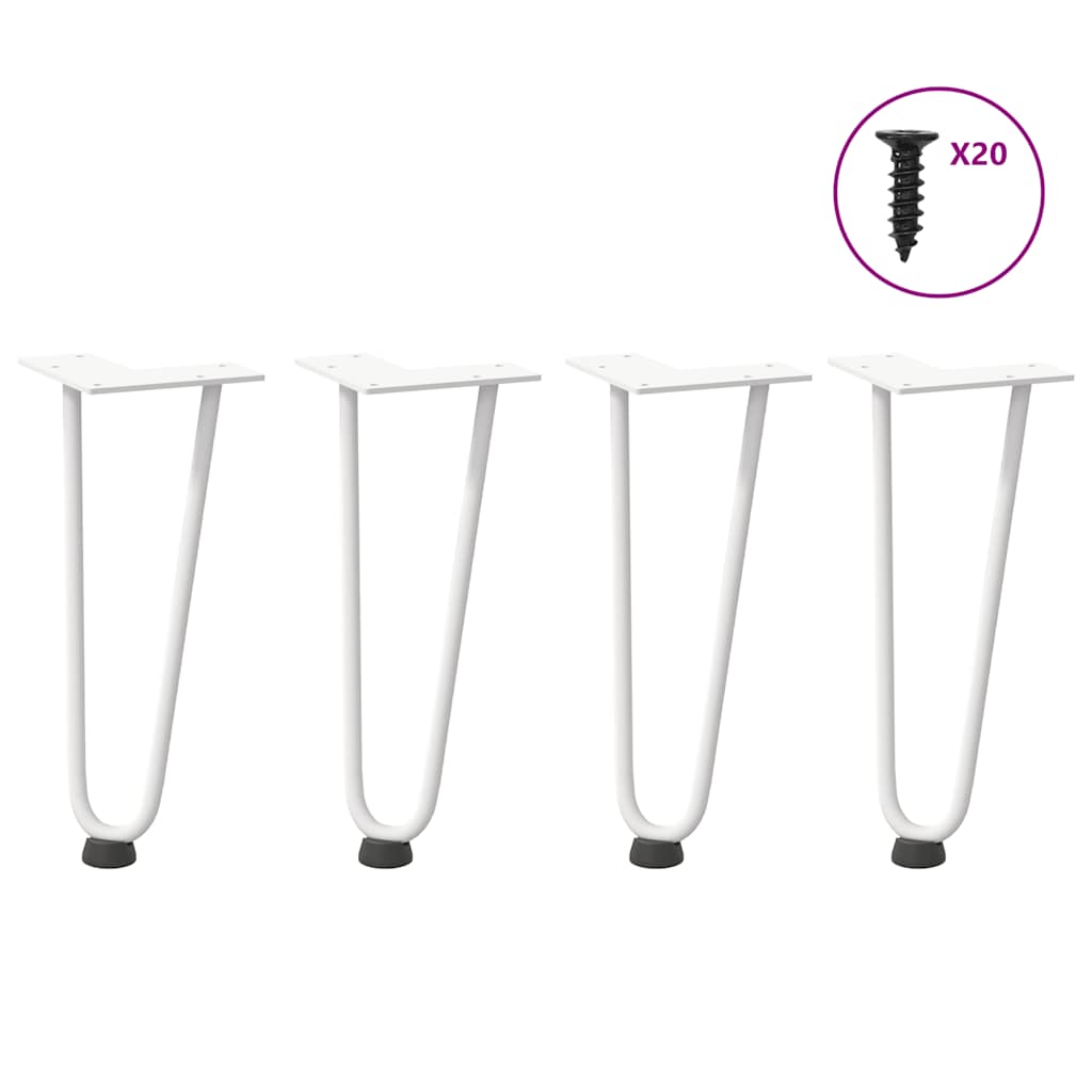 Pieds de table en forme d'épingle à cheveux 4 pcs blanc 30 cm