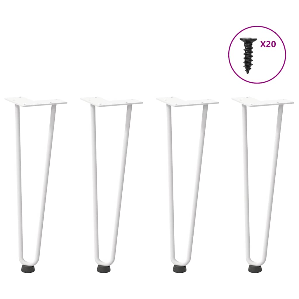 Pieds de table en forme d'épingle à cheveux 4 pcs blanc 42 cm