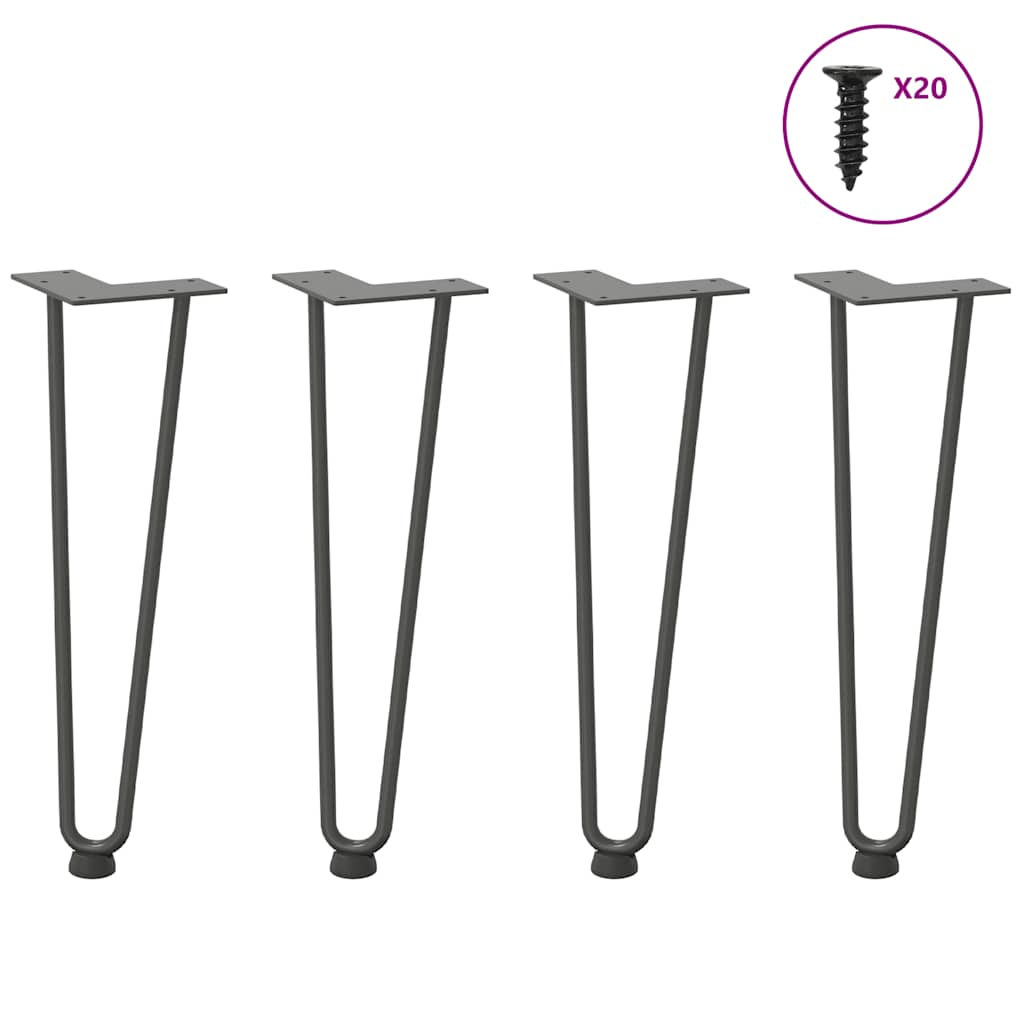 Pieds de table en forme d'épingle à cheveux 4 pcs anthracite