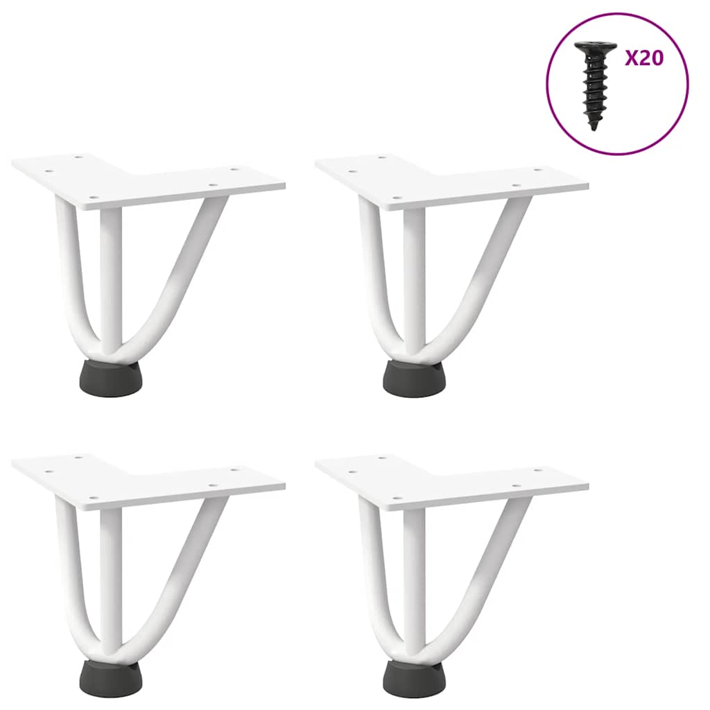 Pieds de table en forme d'épingle à cheveux 4 pcs blanc 10 cm