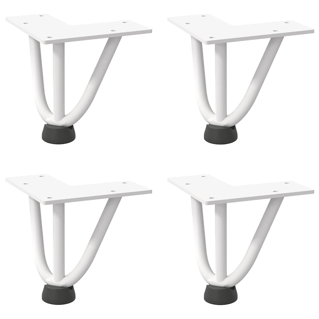 Pieds de table en forme d'épingle à cheveux 4 pcs blanc 10 cm